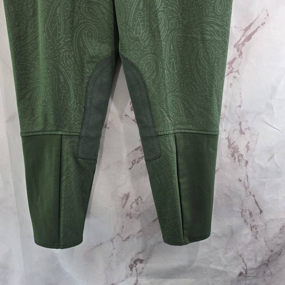 ARIAT Breeches Womens 34 L Green Riding Pant Seat Equestrian Paisley Pro Series - Picture 7 of 11